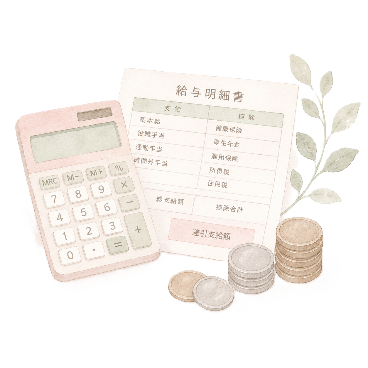 給与計算のイラスト